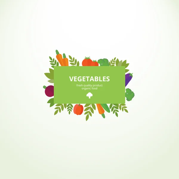 Etiqueta con verduras frescas — Vector de stock