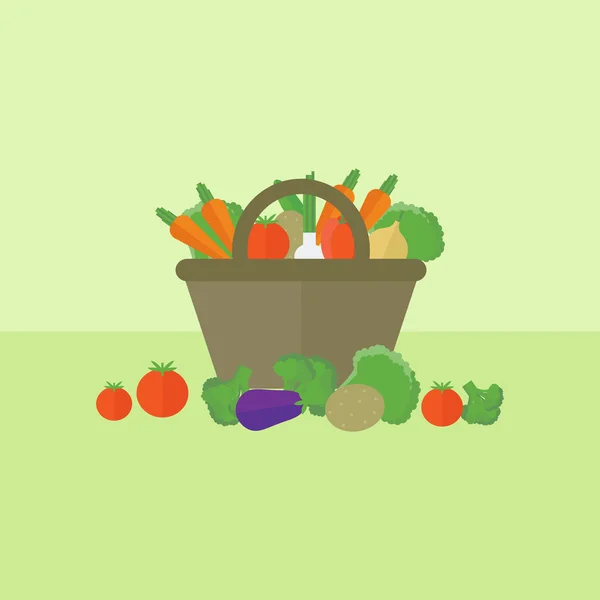 Cartão com legumes em estilo plano. Ilustração vetorial — Vetor de Stock