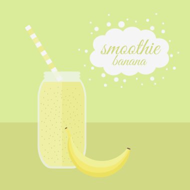 Muz smoothie kavanoza bir tablo