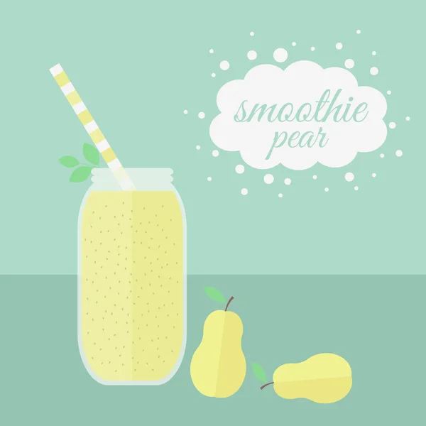 Pear smoothie in jar on a table — Stock Vector