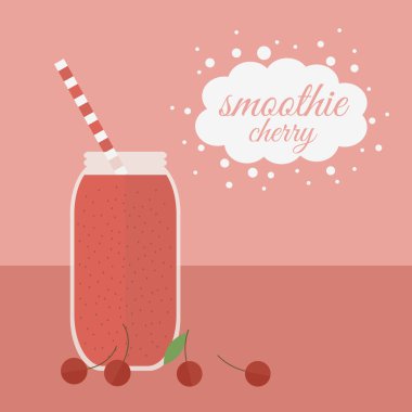 Kiraz smoothie kavanoza bir tablo
