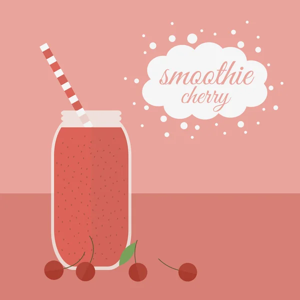 Κεράσι smoothie σε βάζο σε έναν πίνακα — Διανυσματικό Αρχείο