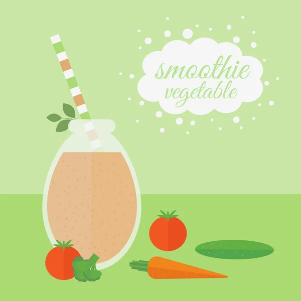 Smoothie aux légumes en pot sur une table — Image vectorielle