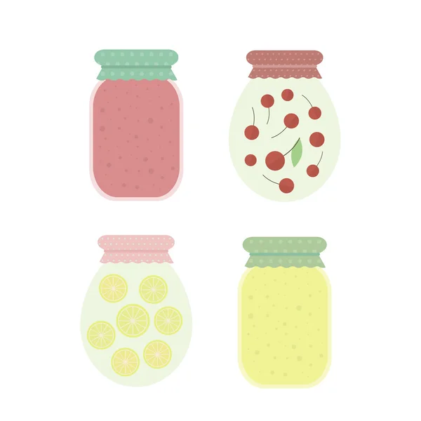 Jam in jars. Vector illustration — Stock Vector