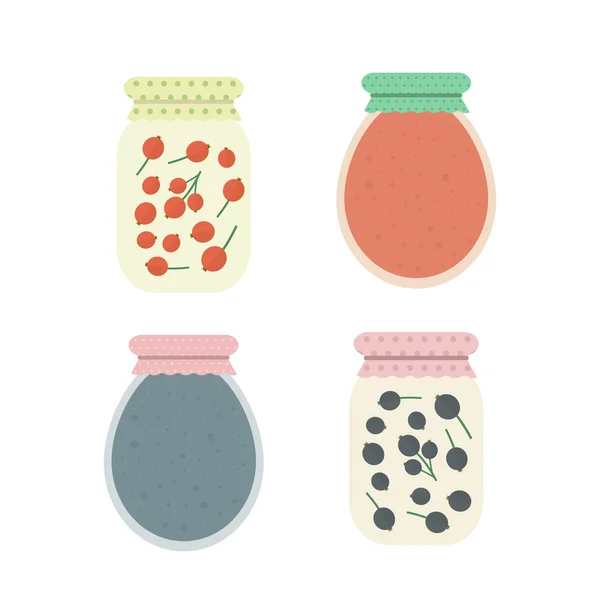 Jam in jars. Vector illustration — Stock Vector