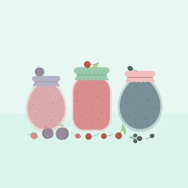 Carte avec des pots de confiture en verre. Illustration vectorielle — Image vectorielle