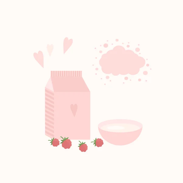 Vektorillustration mit Joghurt und Beeren auf einem Tisch — Stockvektor