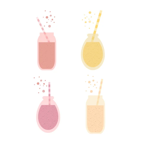 Set cocktail vruchtensap in glas. Vectorobjecten — Stockvector