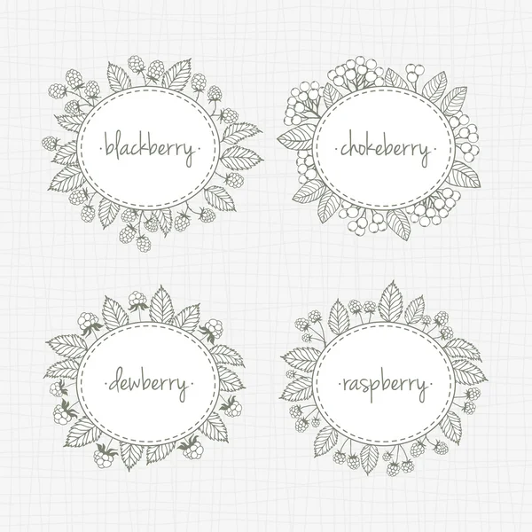 Collection of frames with berries and leaves — Stock Vector