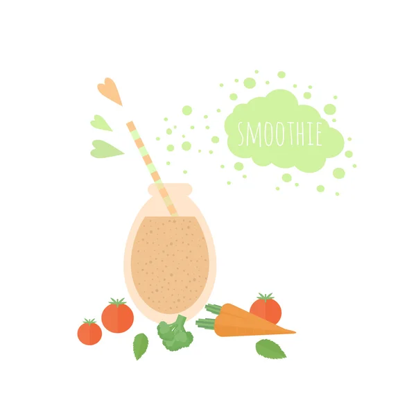 Smoothie vegetal em jarra em uma mesa —  Vetores de Stock