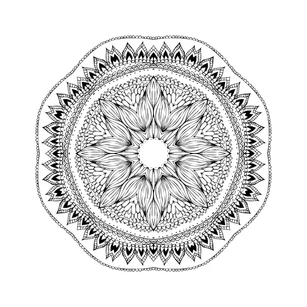 Mandala. Pola oriental bulat dalam gaya India - Stok Vektor