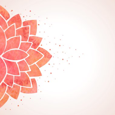 Watercolor red flower pattern. Vector background
