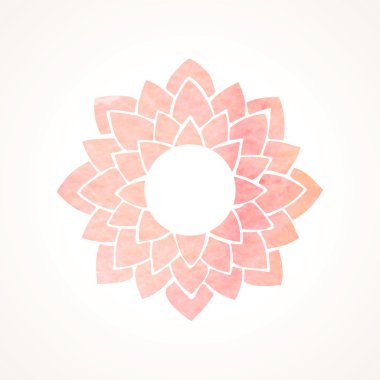 Watercolor pink frame with lotus flower pattern. Vector element