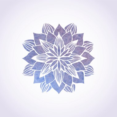 Watercolor violet lace pattern. Vector element. Mandala