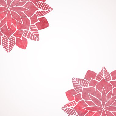 Watercolor pink lace floral patterns on white background. Vector