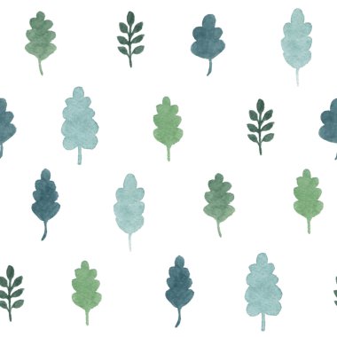 Seamless pattern with watercolor hand draw leaves and branches