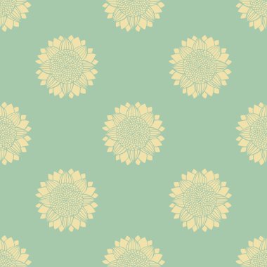 Seamless pattern with hand-drawn silhouettes sunflowers
