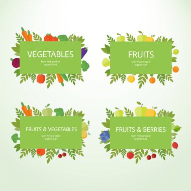 Set of fruits and vegetables labels
