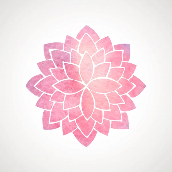 Watercolor pink flower pattern. Silhouette of lotus. Mandala — Stock Vector