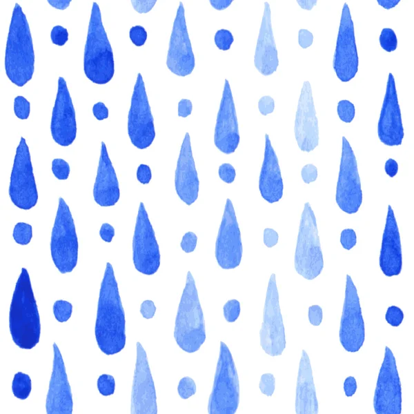 Seamless pattern with watercolor blue drops — ストックベクタ