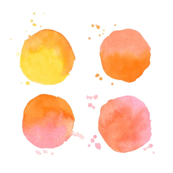 Set of vector watercolor splashes on white background — Vetor de Stock