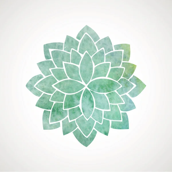 Watercolor flower in green blue colors — Vector de stock