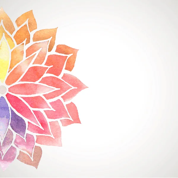 Vector rainbow watercolor painted flower on white background — Stok Vektör