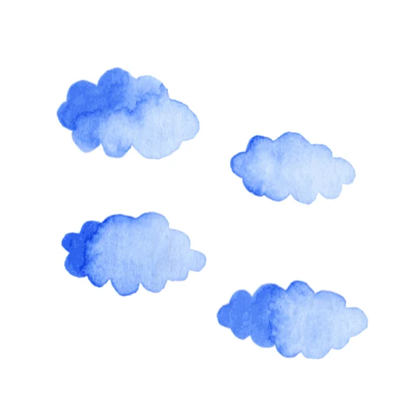 Aquarell Wolken auf weißem Hintergrund — Stockvektor