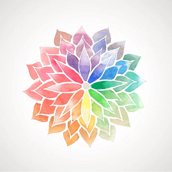 Vector rainbow watercolor painted flower — Stock Vector