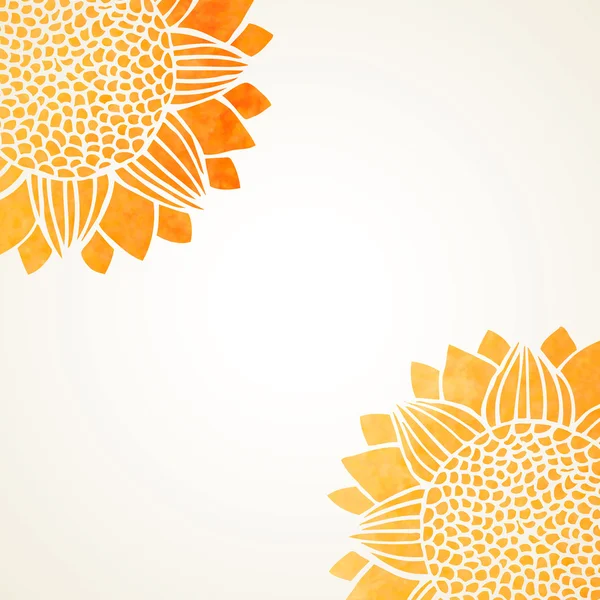 Vector illustration with watercolor sunflowers — Vetor de Stock