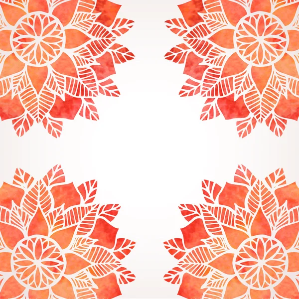 Illustration with watercolor red lace pattern. Vector background — Stockvector