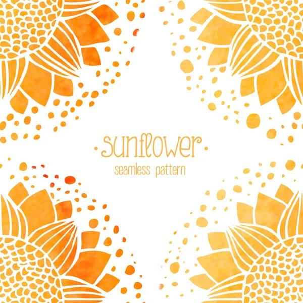 Seamless pattern with watercolor sunflowers — Stock vektor