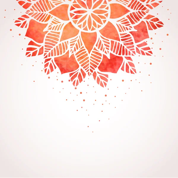 Illustration with watercolor red lace pattern. Vector background — Stock Vector
