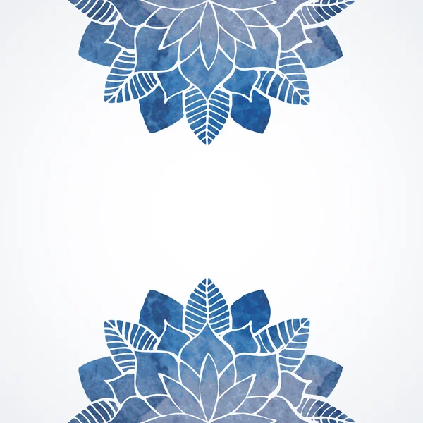 Watercolor floral blue pattern on white background — Vetor de Stock
