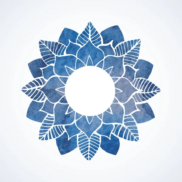 Aquarell blauer Rahmen mit Blumenmuster Spitze. Vector Element — Stockvektor