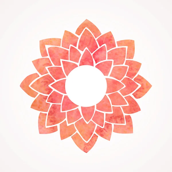 Watercolor red frame with lotus flower pattern. Vector element — Vettoriale Stock