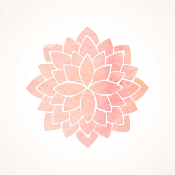 Watercolor pink flower pattern. Silhouette of lotus. Mandala — Vettoriale Stock