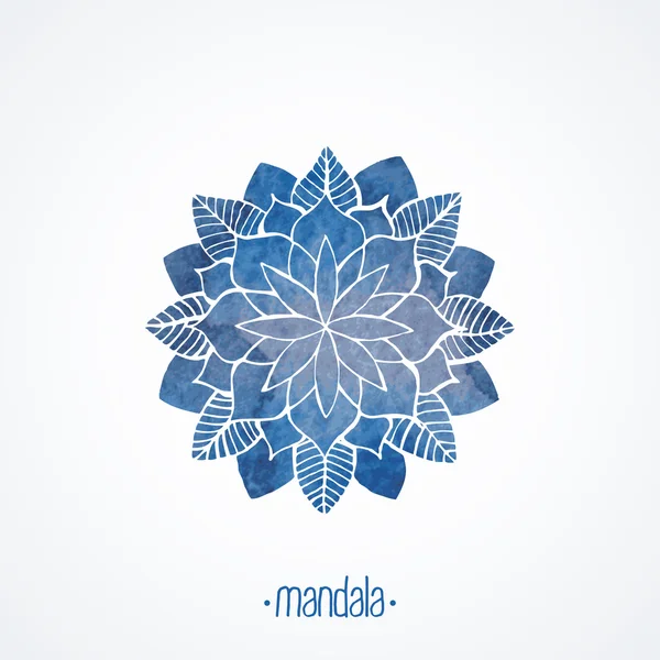 Aquarell blau Lochmuster. Vektor-Element. Mandala — Stockvektor