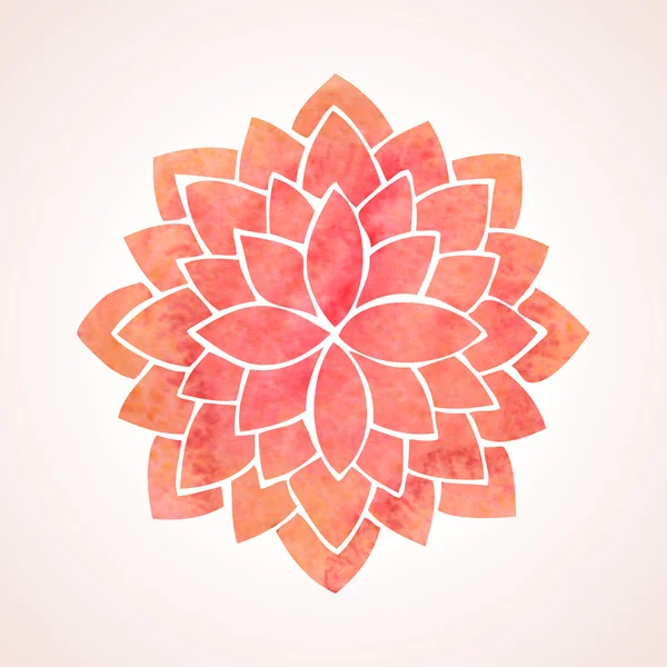 Watercolor red flower pattern. Mandala — Stok Vektör