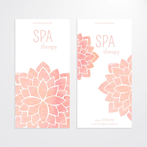 Vector templates of banners with watercolor pink lotus flower mandala — Wektor stockowy