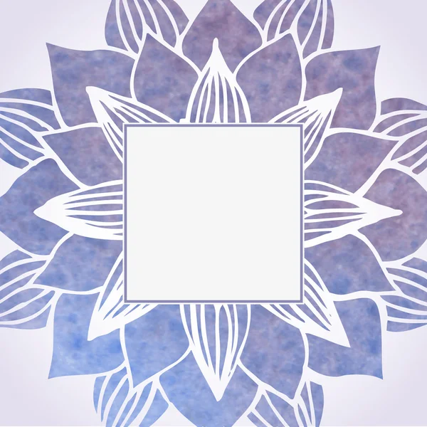 Watercolor violet frame with floral pattern. Vector element — ストックベクタ
