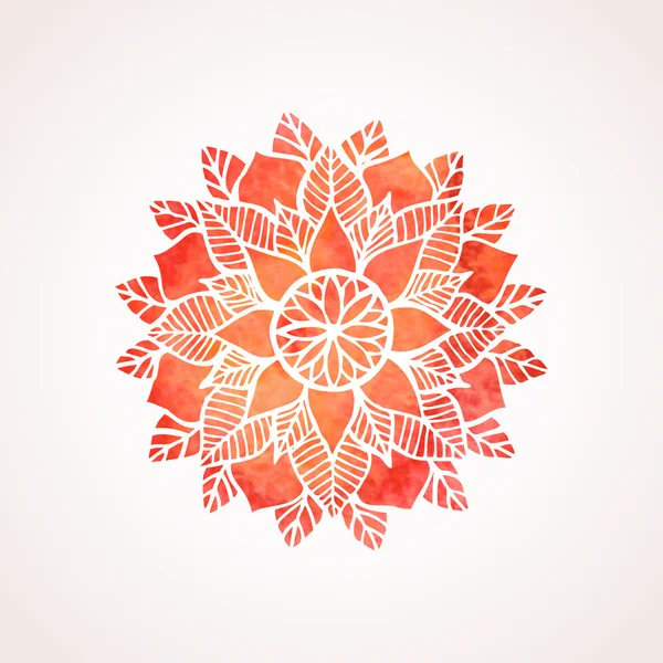 Watercolor red lace pattern. Vector element. Mandala — 图库矢量图片