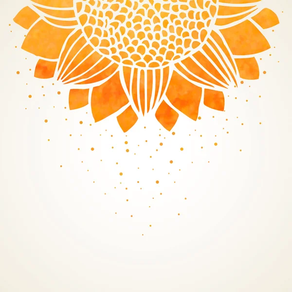 Vector illustration with watercolor sunflower — Vetor de Stock