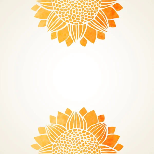 Vector illustration with watercolor sunflowers — Vettoriale Stock