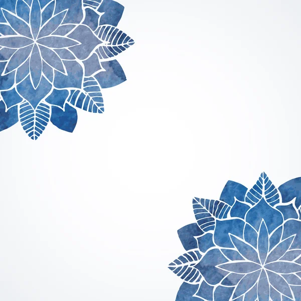 水彩花卉蓝色图案 — 图库矢量图片