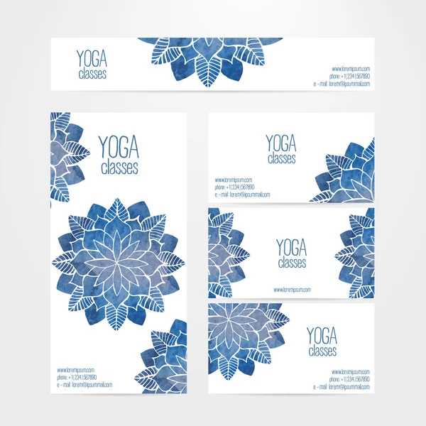 Vektor-Banner und Visitenkarten mit Aquarell abstrakte Blumen — Stockvektor