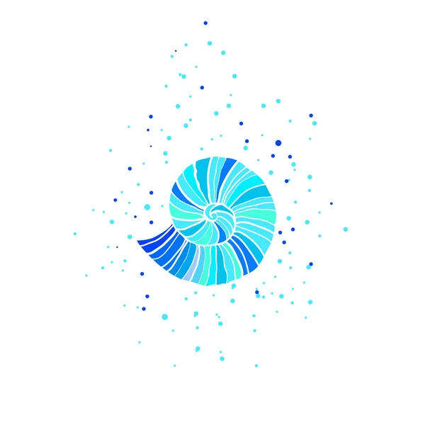 Vector illustration with ammonite. Sea theme