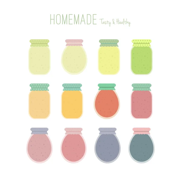 Set of homemade jam jars — Διανυσματικό Αρχείο