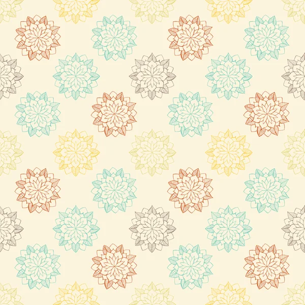 Seamless pattern with hand-drawn abstract flowers — Stok Vektör