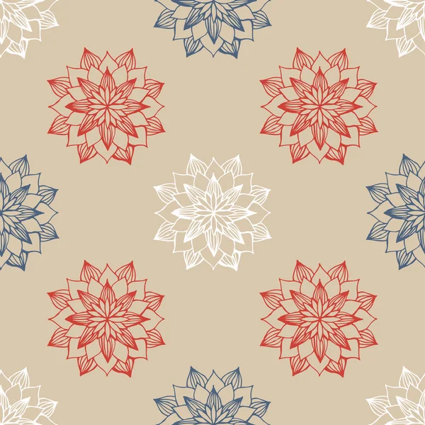 Seamless pattern with hand-drawn abstract flowers — Stok Vektör